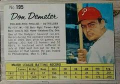 Don Demeter [Hand Cut] #195 Baseball Cards 1962 Jell O Prices