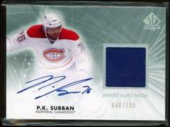 P. K. Subban [Autograph Patch Limited] Hockey Cards 2011 SP Authentic Prices