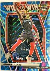 Damian Lillard [Blue Flourescent] Basketball Cards 2020 Panini Mosaic Will to Win Prices