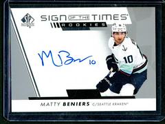 Matty Beniers [Black] Hockey Cards 2022 SP Authentic Sign of the Times Rookies Prices