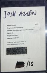 Josh Allen [Autograph Red Shimmer] #29 Football Cards 2022 Panini Prizm Prices