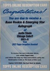 Justin Steele #BRES-JS Baseball Cards 2023 Topps Inception Rookie and Emerging Stars Autographs Prices