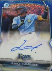 Junior Caminero [Blue] #BMA-JC Baseball Cards 2023 Bowman Chrome Prospect Mega Box Autographs Prices
