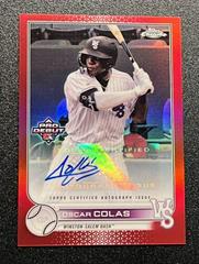 Oscar Colas [Autograph Red Refractor] #PDC-153 Baseball Cards 2022 Topps Pro Debut Chrome Prices