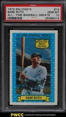 Babe Ruth #14 Baseball Cards 1972 Kellogg's All Time Baseball Greats Prices