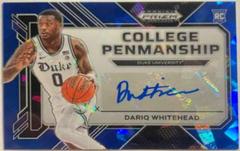 Dariq Whitehead [Blue Ice] #CP-DWH Basketball Cards 2023 Panini Prizm Draft Picks College Penmanship Autographs Prices