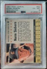 Norm Siebern [Perforated] #82 Baseball Cards 1961 Post Cereal Prices