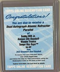 Wander Franco, Bobby Witt Jr. [Atomic] Baseball Cards 2022 Bowman's Best Dual Autographs Prices