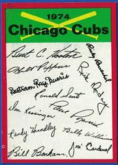 Chicago Cubs Baseball Cards 1974 Topps Team Checklist Prices