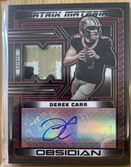 Derek Carr [Electric Etch Red] #8 Football Cards 2023 Panini Obsidian Matrix Material Autograph Prices