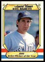 Dave Righetti Baseball Cards 1987 Fleer Award Winners Prices