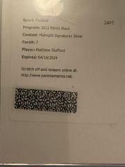 Matthew Stafford [Silver] #MS-MST Football Cards 2022 Panini Black Midnight Signatures Prices