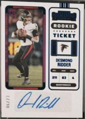 Desmond Ridder [Blue] #114 Football Cards 2022 Panini Zenith Contenders Rookie Ticket Autographs Prices