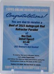 Max Clark [Red] #B23-MC Baseball Cards 2023 Bowman's Best of Autographs Prices