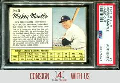 Mickey Mantle [Hand Cut] #5 Baseball Cards 1962 Jell O Prices