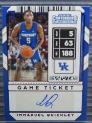 Immanuel Quickley [Ticket Stub Autograph] Basketball Cards 2020 Panini Contenders Draft Picks Prices