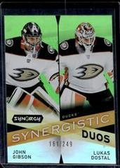 John Gibson, Lukas Dostal [Green] #SD-1 Hockey Cards 2022 Upper Deck Synergy Synergistic Duos Star Rookie Prices
