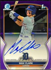 Max Clark [Purple] #CDA-MC Baseball Cards 2023 Bowman Draft Chrome Prospect Autographs Prices