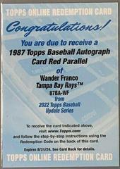 Wander Franco [Red] #87BA-WF Baseball Cards 2022 Topps Update 1987 Autographs Prices