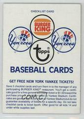 Checklist Baseball Cards 1977 Burger King Yankees Prices