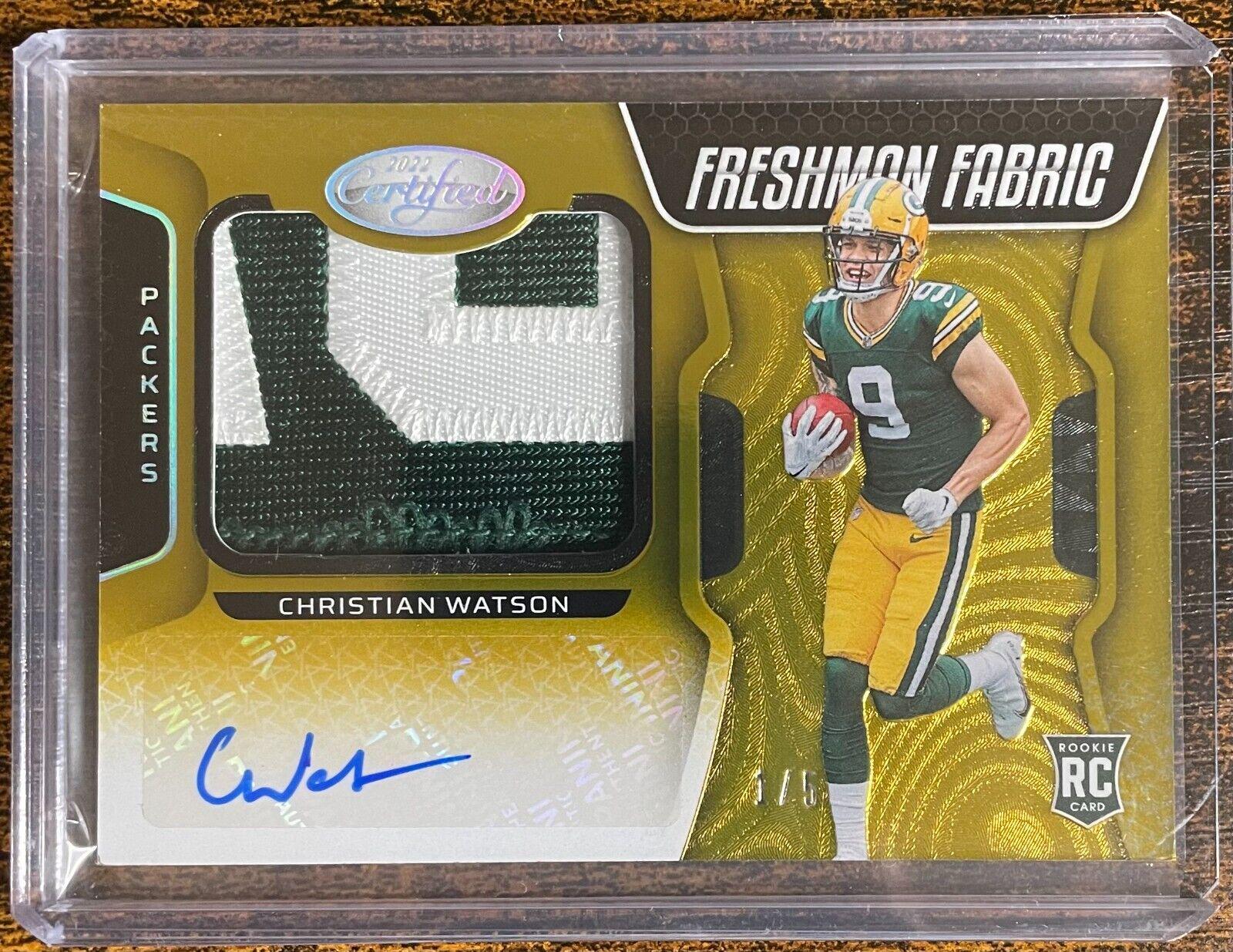 Christian Watson 2022 good Panini Certified Freshman Fabric Signatures #232 FCG 9 10