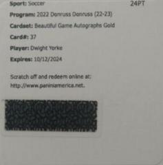 Dwight Yorke [Gold] Soccer Cards 2022 Panini Donruss Beautiful Game Autographs Prices