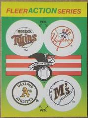 Twins, Yankees, Athletics, Mariners Baseball Cards 1990 Fleer Action Series Stickers Prices