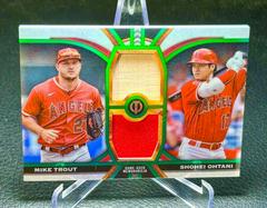 Mike Trout, Shohei Ohtani [Green] Baseball Cards 2023 Topps Tribute Dual Relics 2 Image Prices