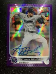 Anthony Bender [Purple] #RA-AB Baseball Cards 2022 Topps Chrome Rookie Autographs Prices