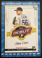 Blair Calvo Baseball Cards 2023 Topps Chrome Update MLB Debut Patch Autograph Prices