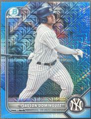 Jasson Dominguez [Blue Refractor Mega Box Mojo] Baseball Cards 2022 Bowman Chrome Prospects Prices