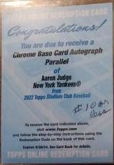 Aaron Judge Baseball Cards 2022 Stadium Club Autographs Prices