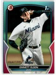 Emmett Olson [Aqua Pink Gradient] Baseball Cards 2023 Bowman Draft Prices