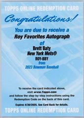 Brett Baty #CRA-BB Baseball Cards 2023 Bowman Chrome Rookie Autographs Prices