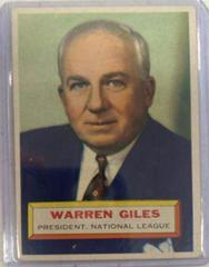 Warren Giles [Gray Back] #2 Baseball Cards 1956 Topps Prices