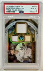 Giancarlo Stanton [Gold] #TR-GS Baseball Cards 2023 Topps Tribute Triple Relics Prices