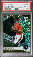 Justin Fields [No Huddle Silver] #304-V Football Cards 2021 Panini Mosaic Rookie Variations Prices