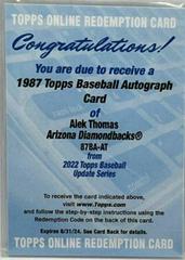 Alek Thomas #87BA-AT Baseball Cards 2022 Topps Update 1987 Autographs Prices