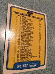 Checklist 1-56 #647 Baseball Cards 1982 Fleer Prices
