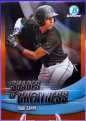 Yiddi Cappe [Orange] Baseball Cards 2022 Bowman Chrome Shades of Greatness Prices