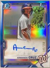 Armando Cruz [Blue Refractor] #CPA-AC Baseball Cards 2021 Bowman Chrome Prospect Autographs Prices