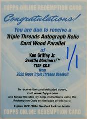 Ken Griffey Jr. #TTAR-KGJ1 Baseball Cards 2022 Topps Triple Threads Autograph Relic Prices