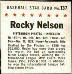 Rocky Nelson [Hand Cut] Baseball Cards 1961 Post Cereal Prices