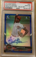 Hunter Greene [Blue Refractor] #CPA-HG Baseball Cards 2018 Bowman Chrome Prospects Autographs Prices