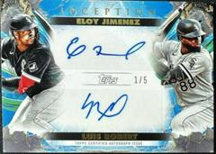Luis Robert, Eloy Jimenez [Blue] #IDA-JR Baseball Cards 2023 Topps Inception Dual Autographs Prices