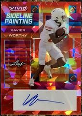 Xavier Worthy [Prismatic Red] #SP-XW1 Football Cards 2023 Leaf Vivid Autographs Sideline Painting Prices