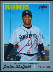 Justus Sheffield [Red Ink] #JS Baseball Cards 2019 Topps Heritage Real One Autographs Prices