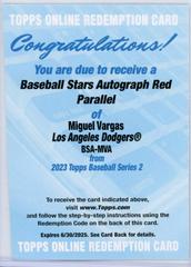 Miguel Vargas [Red] #BSA-MVA Baseball Cards 2023 Topps Series 2 Stars Autographs Prices