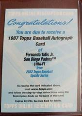 Fernando Tatis Jr. #87BA-FT Baseball Cards 2022 Topps Update 1987 Autographs Prices