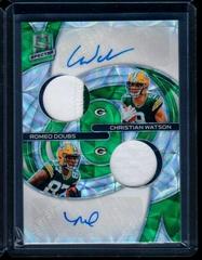 Christian Watson, Romeo Doubs [Green] #DPA-GBP Football Cards 2022 Panini Spectra Dual Patch Autographs Prices